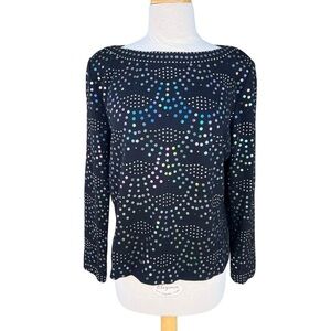 VTG St. John Evening Sequin Scallop Chandelier Top Boatneck Santana Knit Sz 14